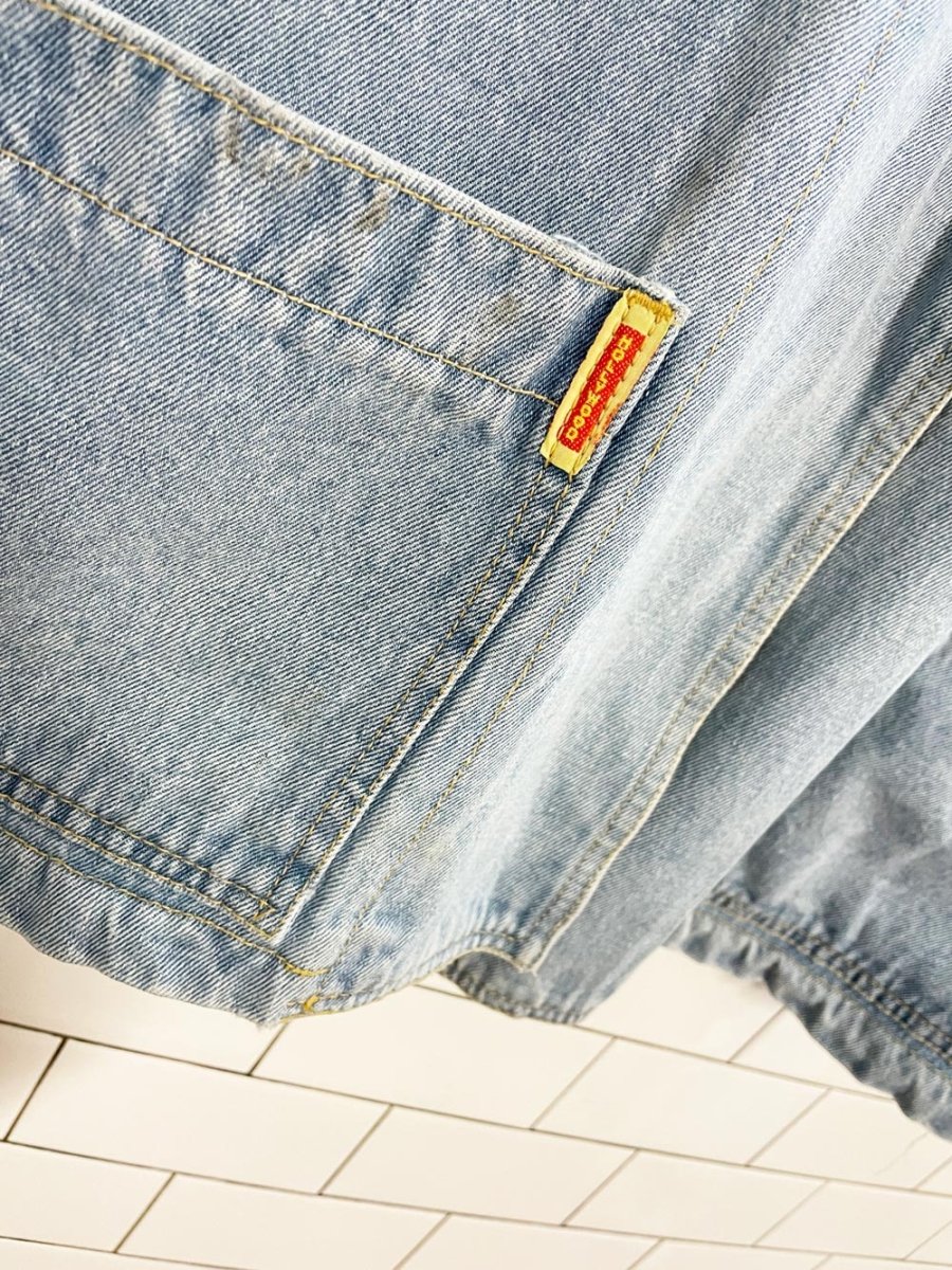 vintage hollywood denim open kimono - style jacket - good market thrift store