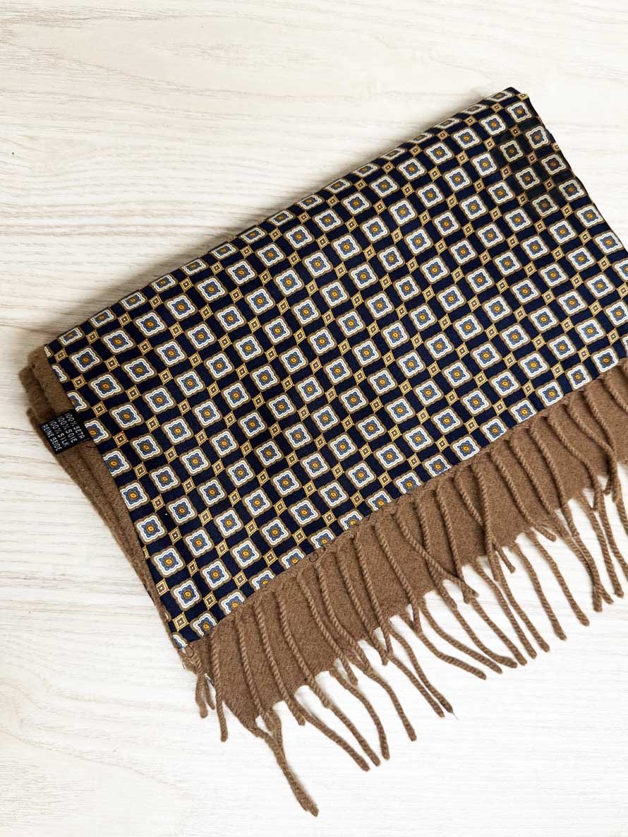 vintage holt renfrew 100% silk + wool mosaic scarf | made in Italy - good market thrift store