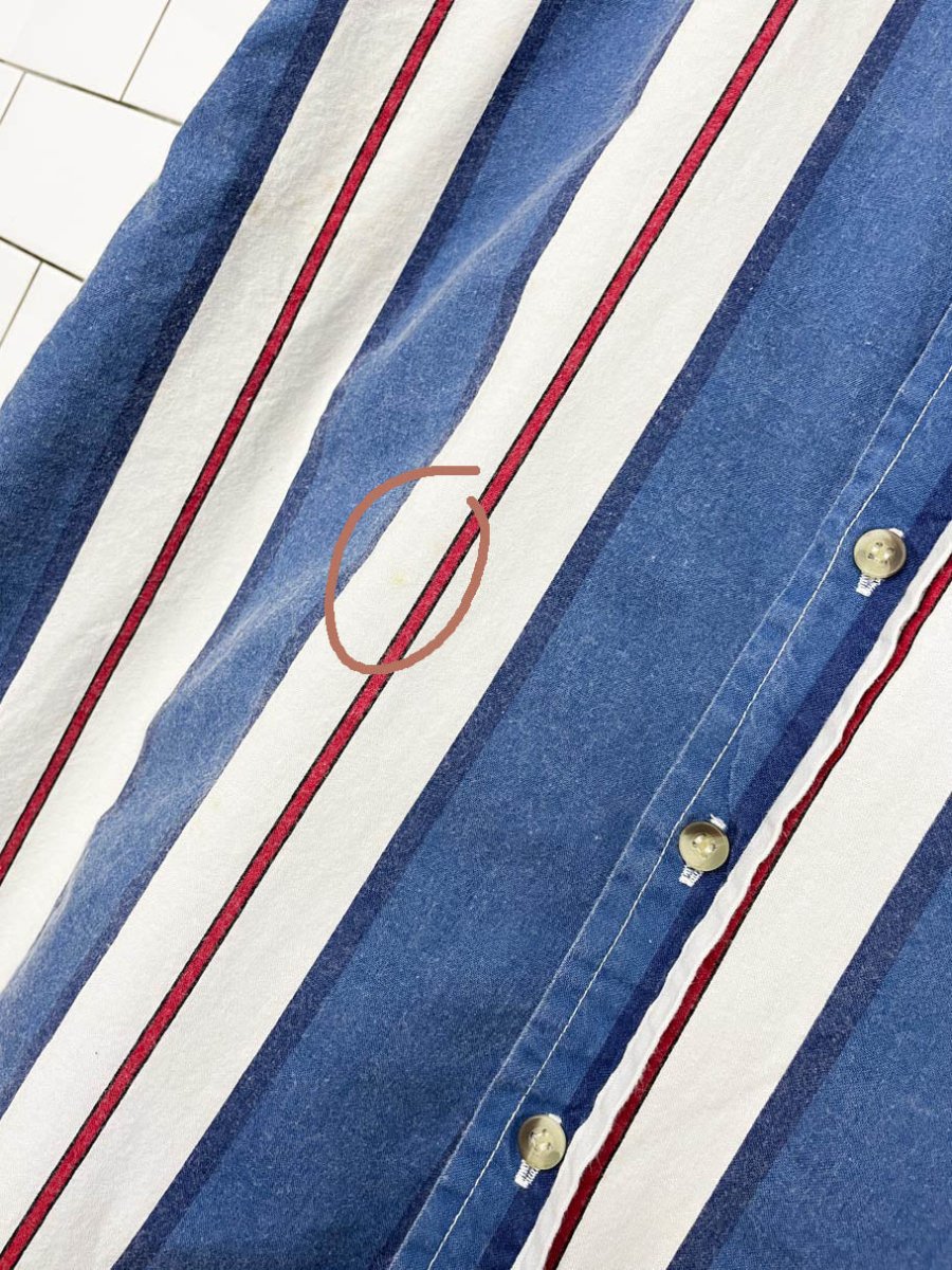 vintage honors blue chunky stripe full button shirt - good market thrift store