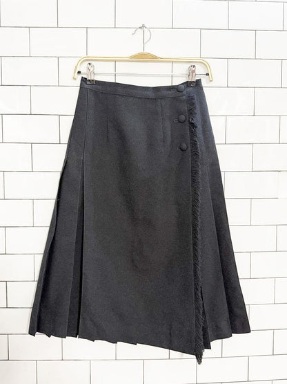 vintage hudsons bay 100% merino wool pleated wrap midi skirt | made in England - good market thrift store
