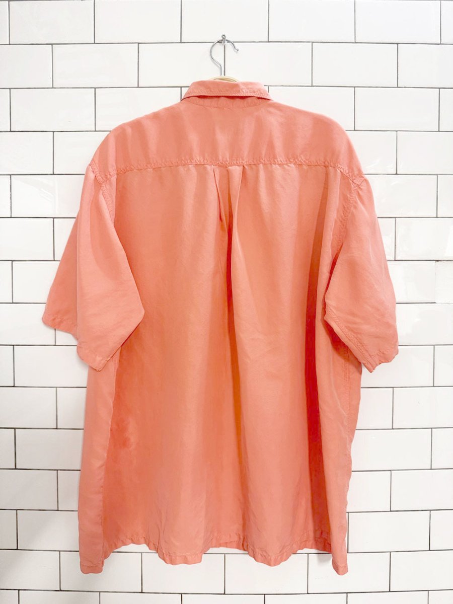 vintage hugo boss 100% silk two pocket full button shirt - good market thrift store