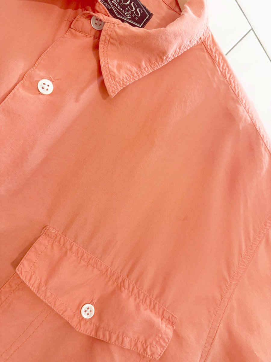 vintage hugo boss 100% silk two pocket full button shirt - good market thrift store