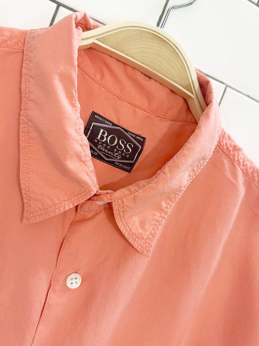 vintage hugo boss 100% silk two pocket full button shirt - good market thrift store