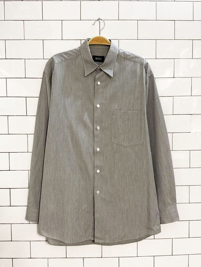vintage hugo boss pinstripe dress shirt - good market thrift store