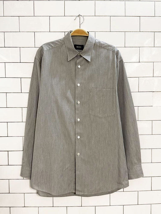 vintage hugo boss pinstripe dress shirt - good market thrift store