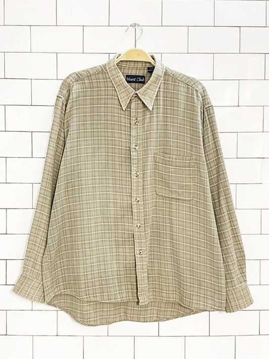 vintage hunt club woven check full button shirt - good market thrift store