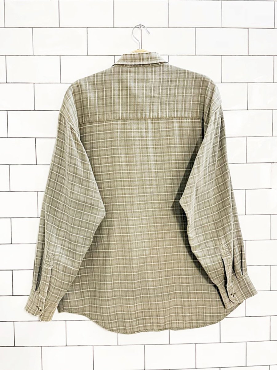 vintage hunt club woven check full button shirt - good market thrift store