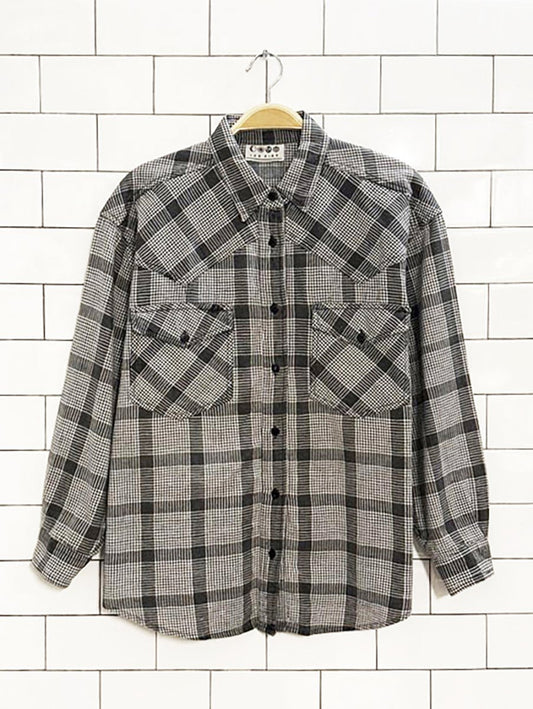 vintage ice fire western plaid full button shirt - good market thrift store