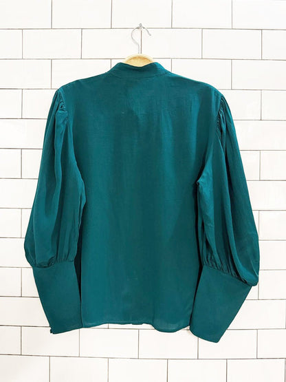 vintage irka 100% silk puff sleeve blouse | new york | paris | montreal - good market thrift store