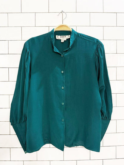 vintage irka 100% silk puff sleeve blouse | new york | paris | montreal - good market thrift store