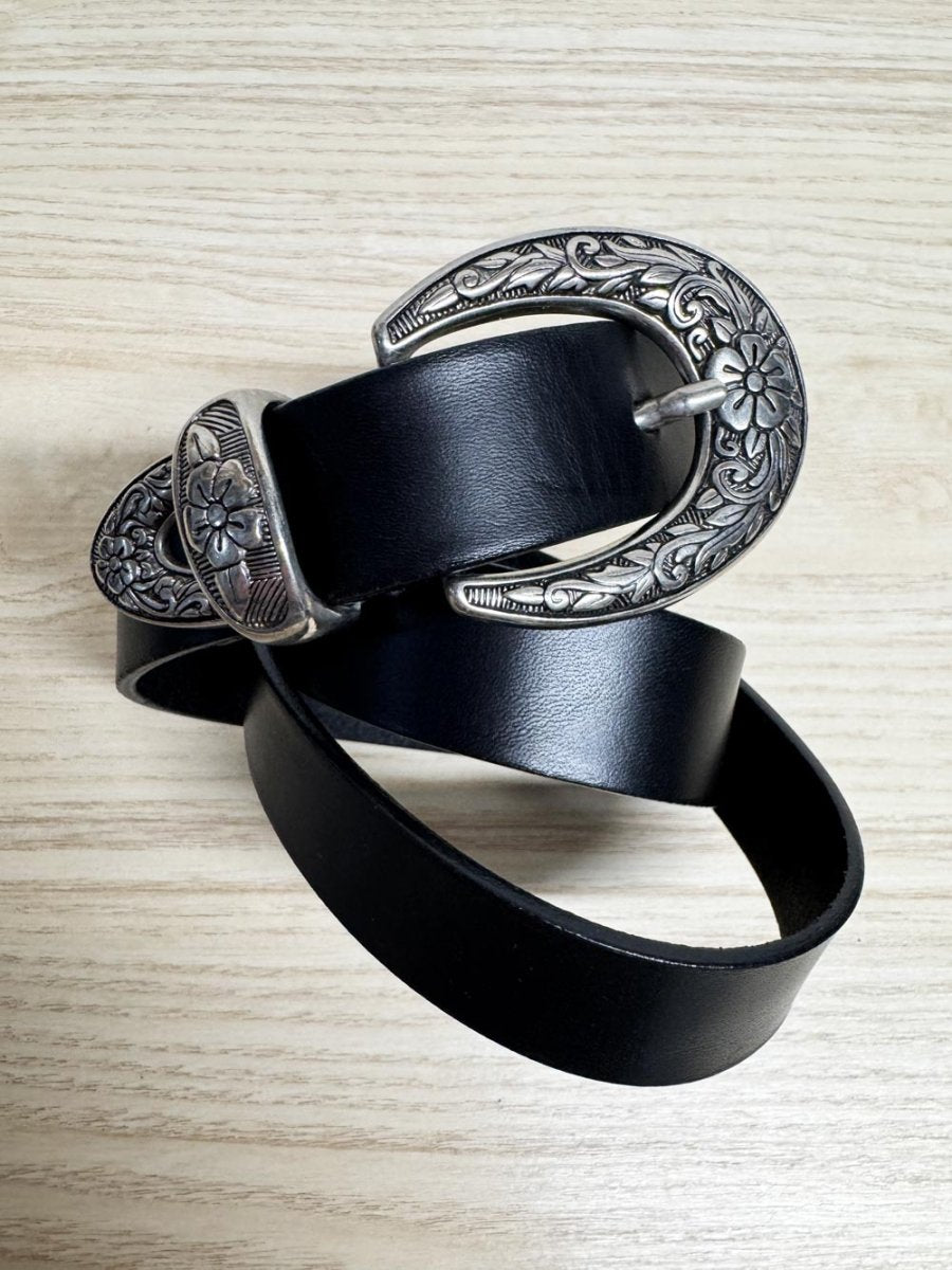 vintage italian leather western tip belt | made in India - good market thrift store