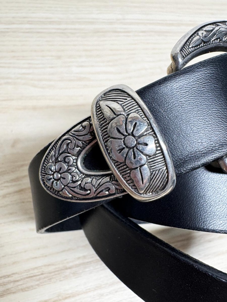 vintage italian leather western tip belt | made in India - good market thrift store