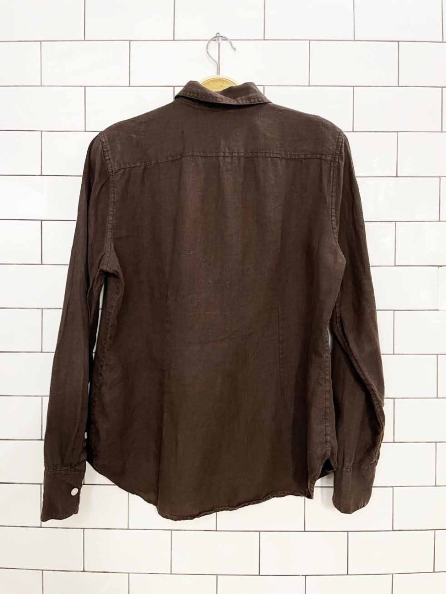 vintage j crew x baird mcnutt 100% irish linen full button shirt | made in india - good market thrift store