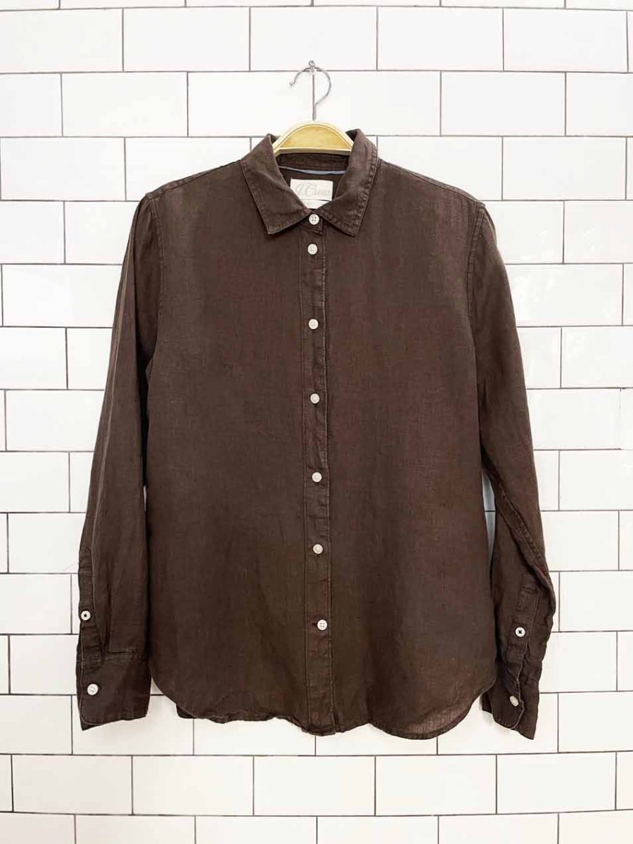 vintage j crew x baird mcnutt 100% irish linen full button shirt | made in india - good market thrift store