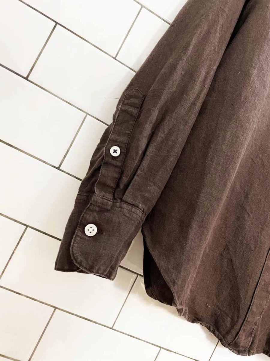 vintage j crew x baird mcnutt 100% irish linen full button shirt | made in india - good market thrift store
