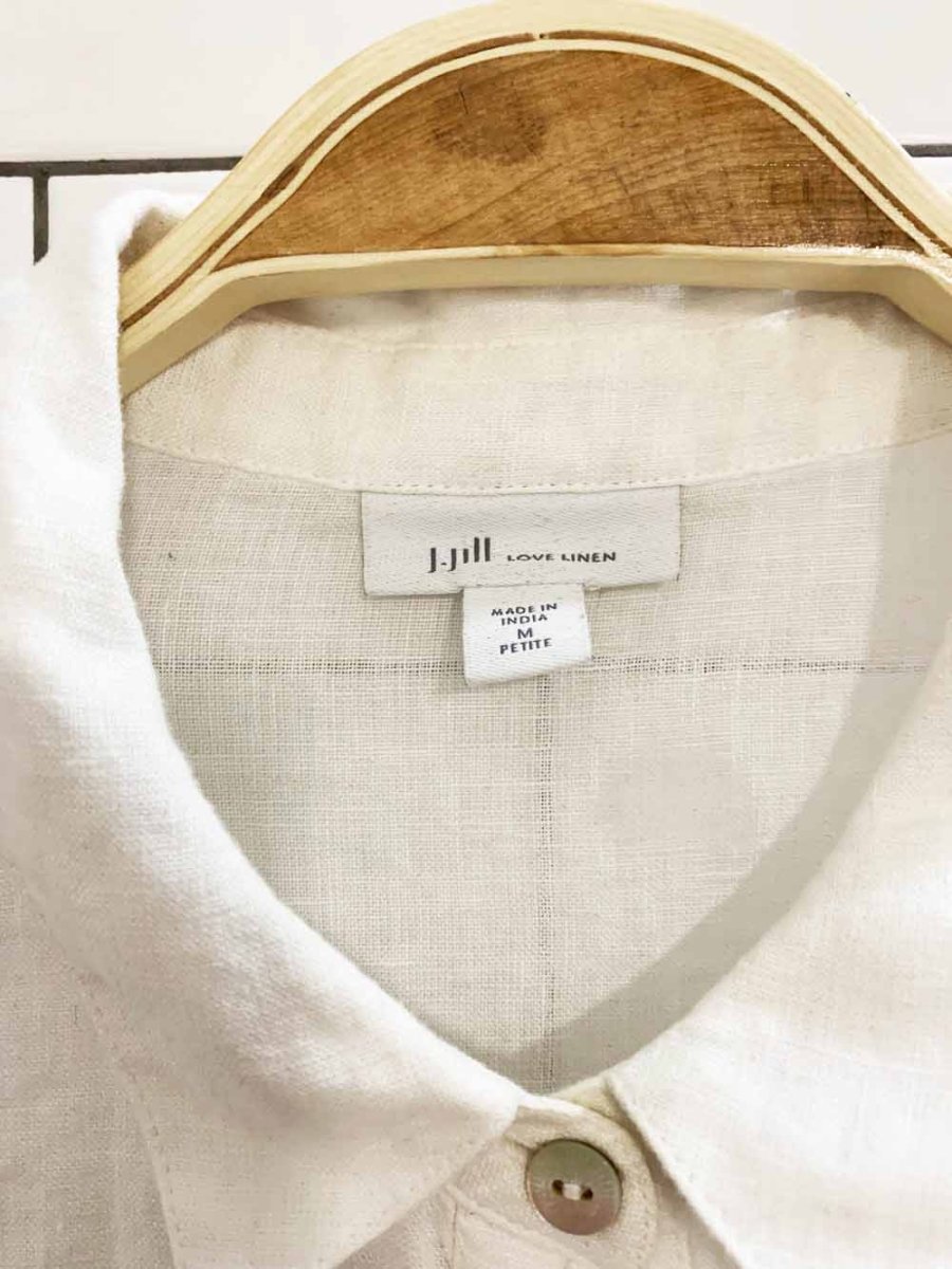 vintage j jill 100% linen full button tiered top - good market thrift store