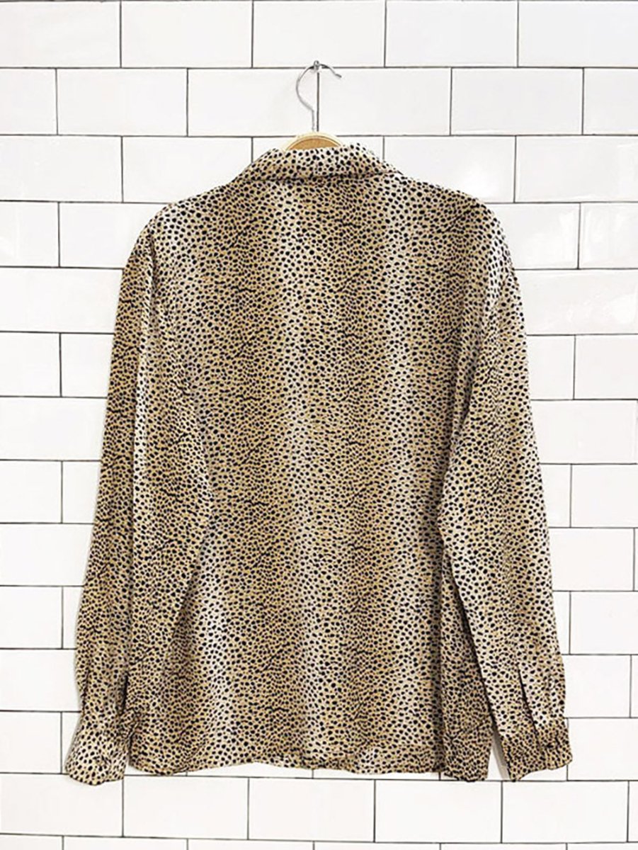 vintage jacqueline ferrar 100% silk animal print blouse - good market thrift store