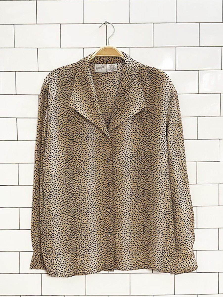 vintage jacqueline ferrar 100% silk animal print blouse - good market thrift store