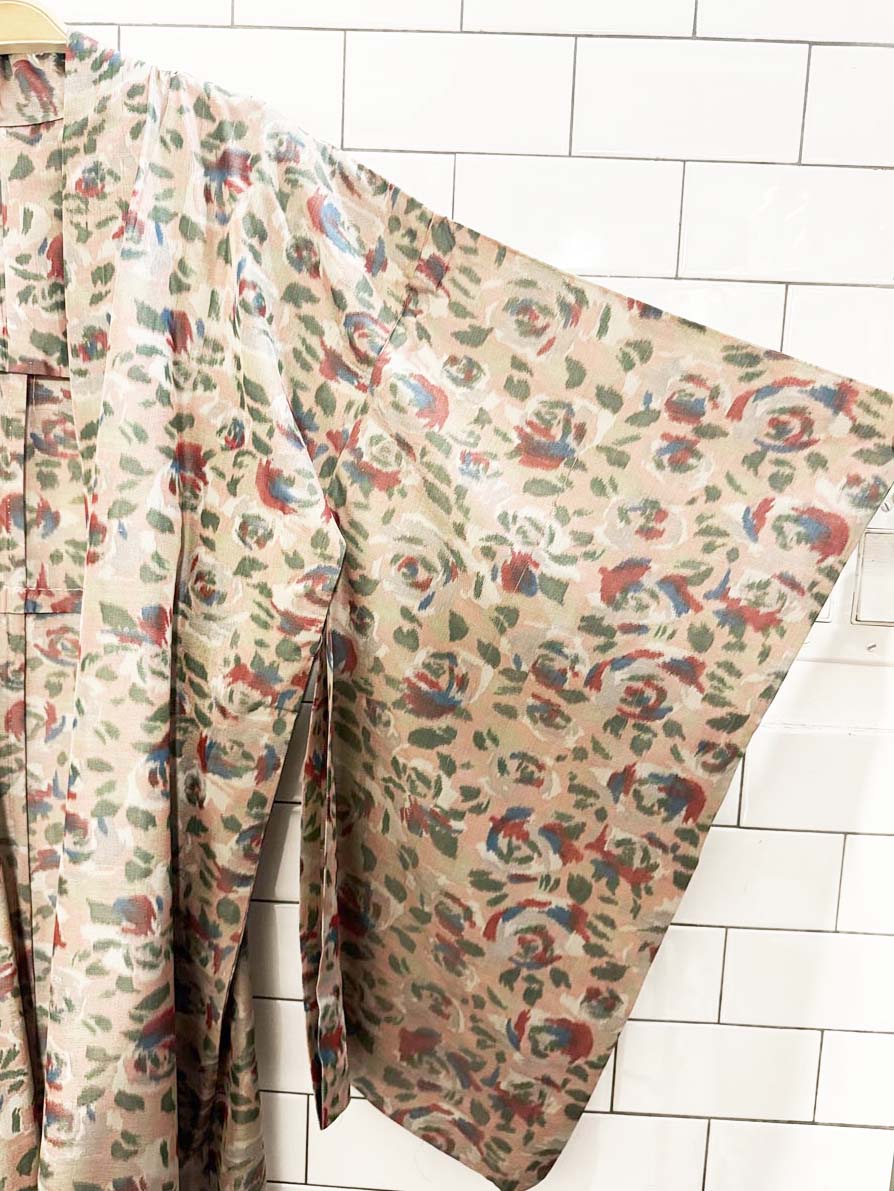 vintage japanese floral taffeta kimono - good market thrift store