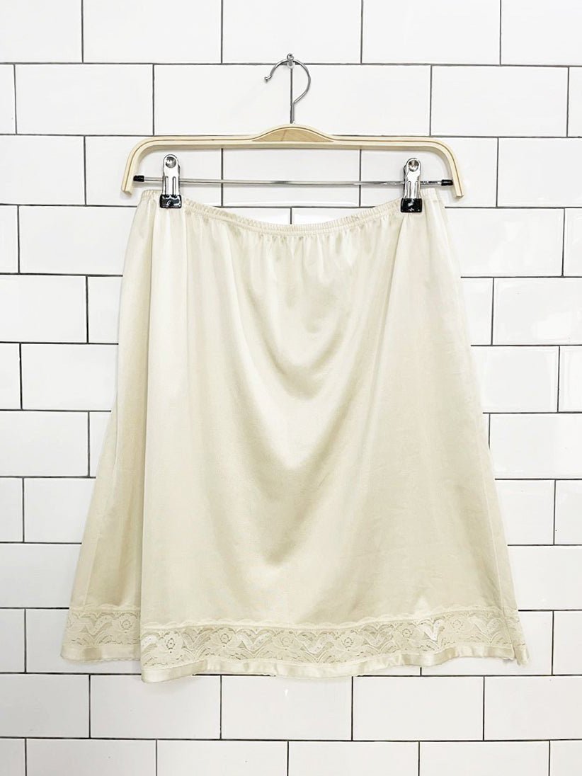 vintage jc penney lace trim sateen mini slip skirt - good market thrift store