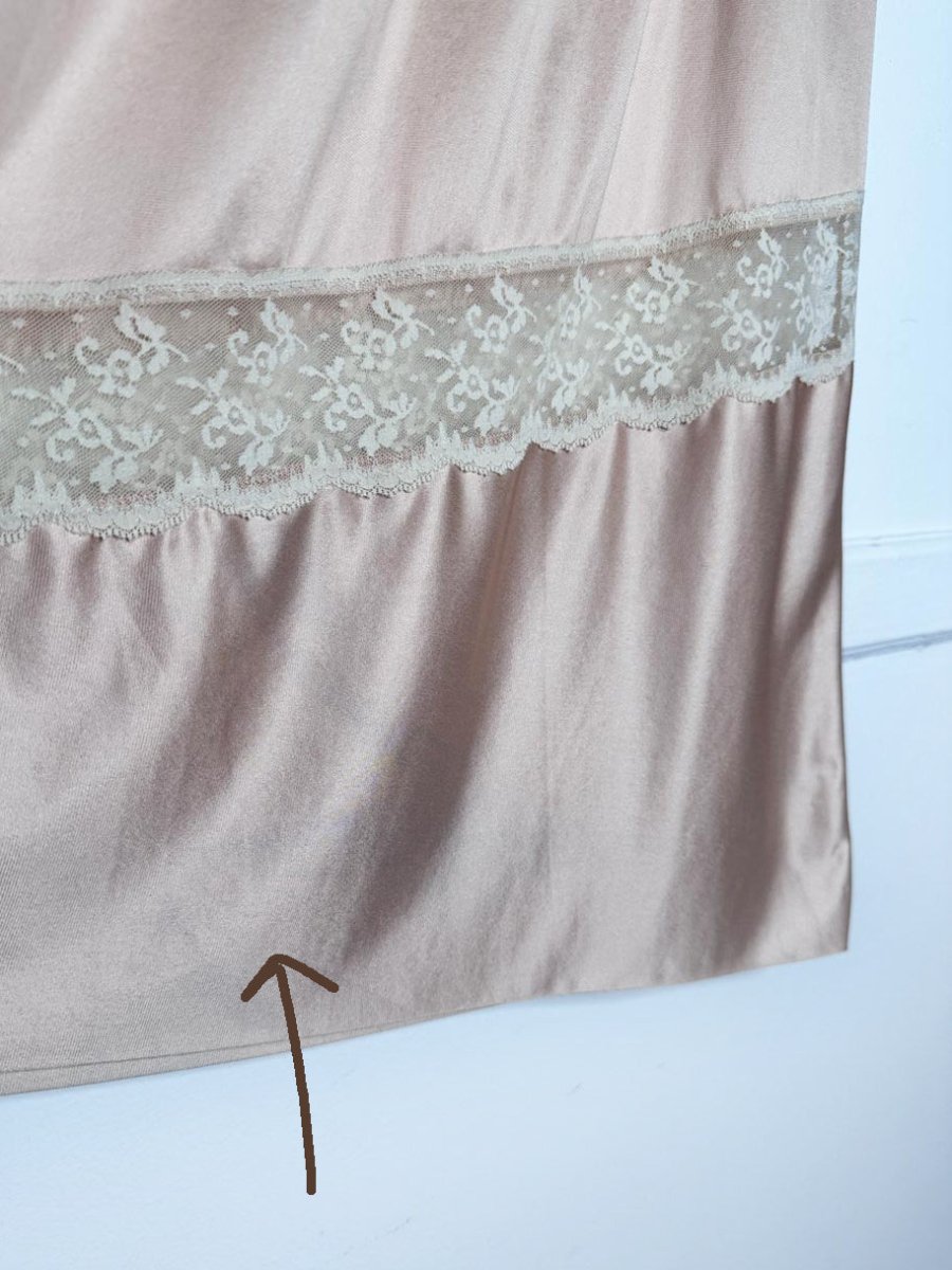 vintage jc penney satin lace trim two-tone midi slip skirt - good market thrift store