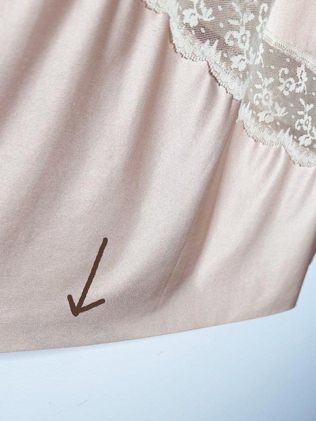 vintage jc penney satin lace trim two-tone midi slip skirt - good market thrift store