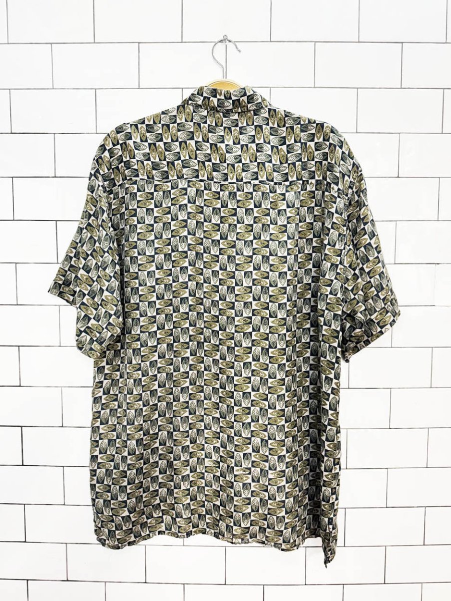vintage jeffrey banks 100% silk leaf check full button shirt - good market thrift store