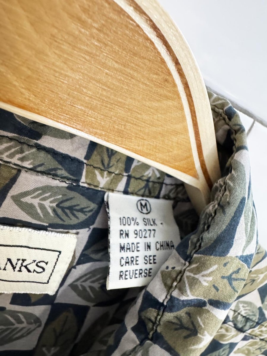 vintage jeffrey banks 100% silk leaf check full button shirt - good market thrift store