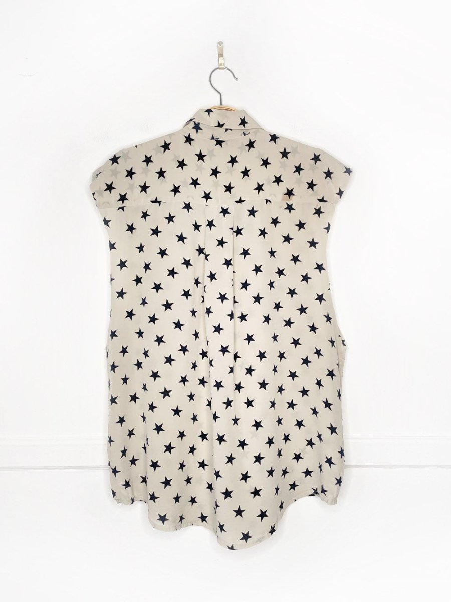 vintage JODI 100% silk star pring sleeveless full button blouse | made in Canada - good market thrift store