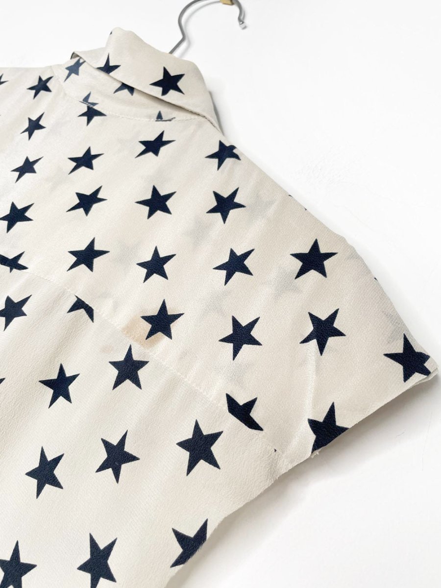 vintage JODI 100% silk star pring sleeveless full button blouse | made in Canada - good market thrift store