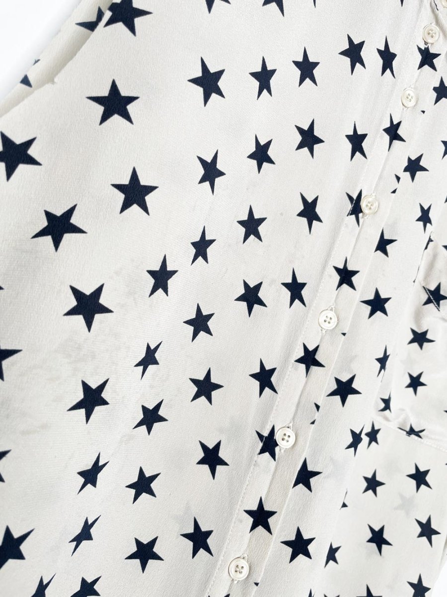 vintage JODI 100% silk star pring sleeveless full button blouse | made in Canada - good market thrift store