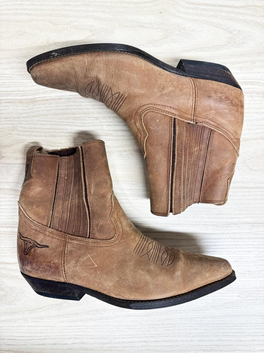 vintage joe sanchez leather short cowboy boots | made in Spain - good market thrift store