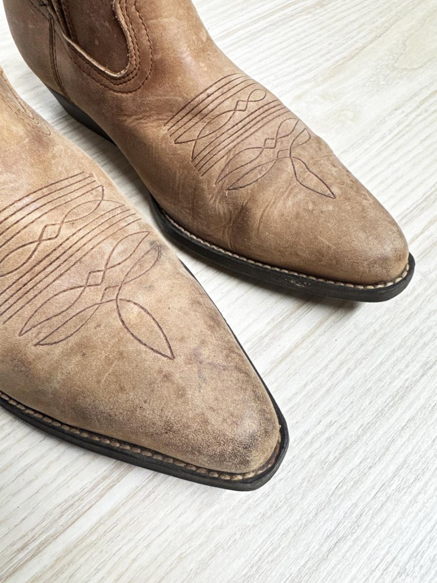vintage joe sanchez leather short cowboy boots | made in Spain - good market thrift store