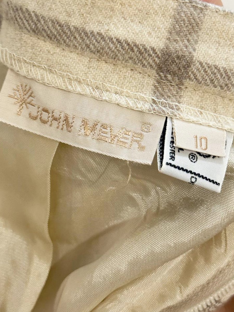 vintage john meyer wool - blend plaid pleated midi skirt - good market thrift store