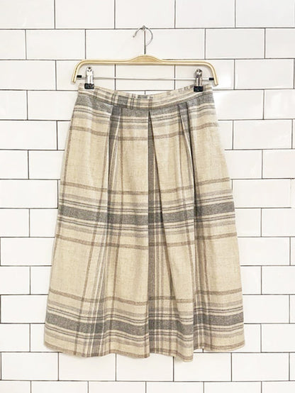 vintage john meyer wool - blend plaid pleated midi skirt - good market thrift store