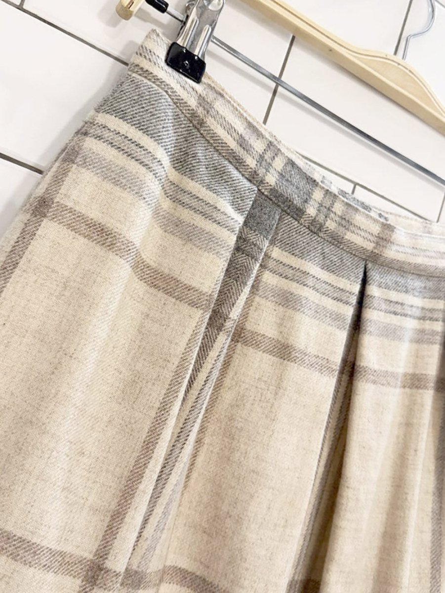 vintage john meyer wool - blend plaid pleated midi skirt - good market thrift store