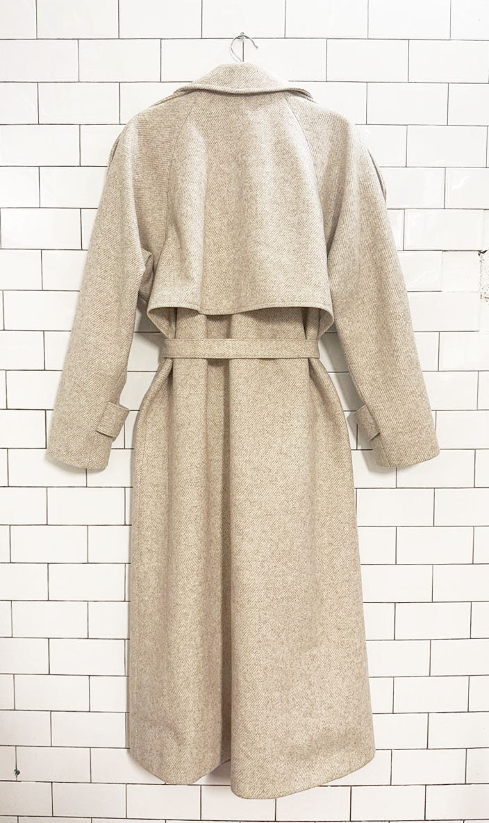 vintage john weitz wool - blend double breasted belted coat | union made in USA - good market thrift store