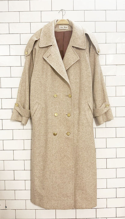 vintage john weitz wool - blend double breasted belted coat | union made in USA - good market thrift store