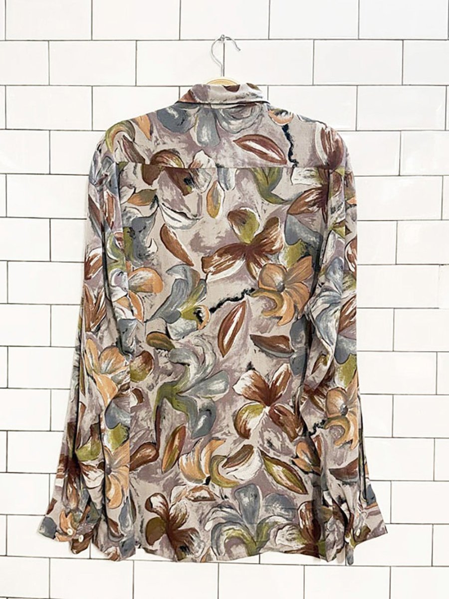 vintage jonathan's abstract tropical full button shirt | by ahlemeyer - good market thrift store