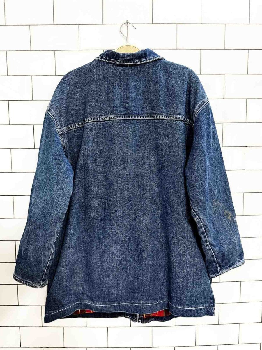 vintage jones new york flannel - lined denim chore coat - good market thrift store