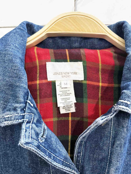 vintage jones new york flannel - lined denim chore coat - good market thrift store