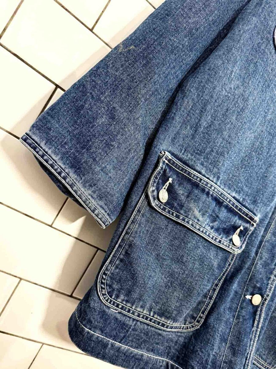 vintage jones new york flannel - lined denim chore coat - good market thrift store