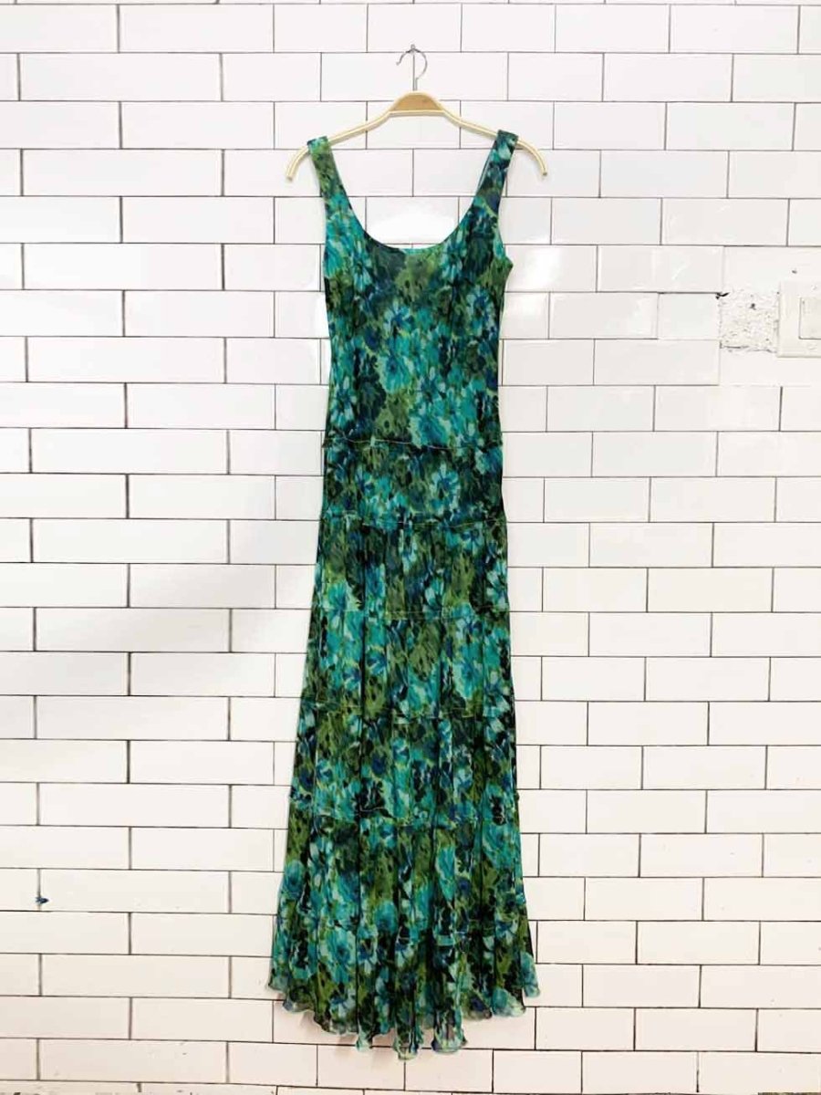 vintage jones new york floral tiered chiffon a-line maxi dress - good market thrift store