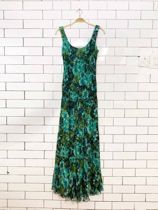 vintage jones new york floral tiered chiffon a-line maxi dress - good market thrift store