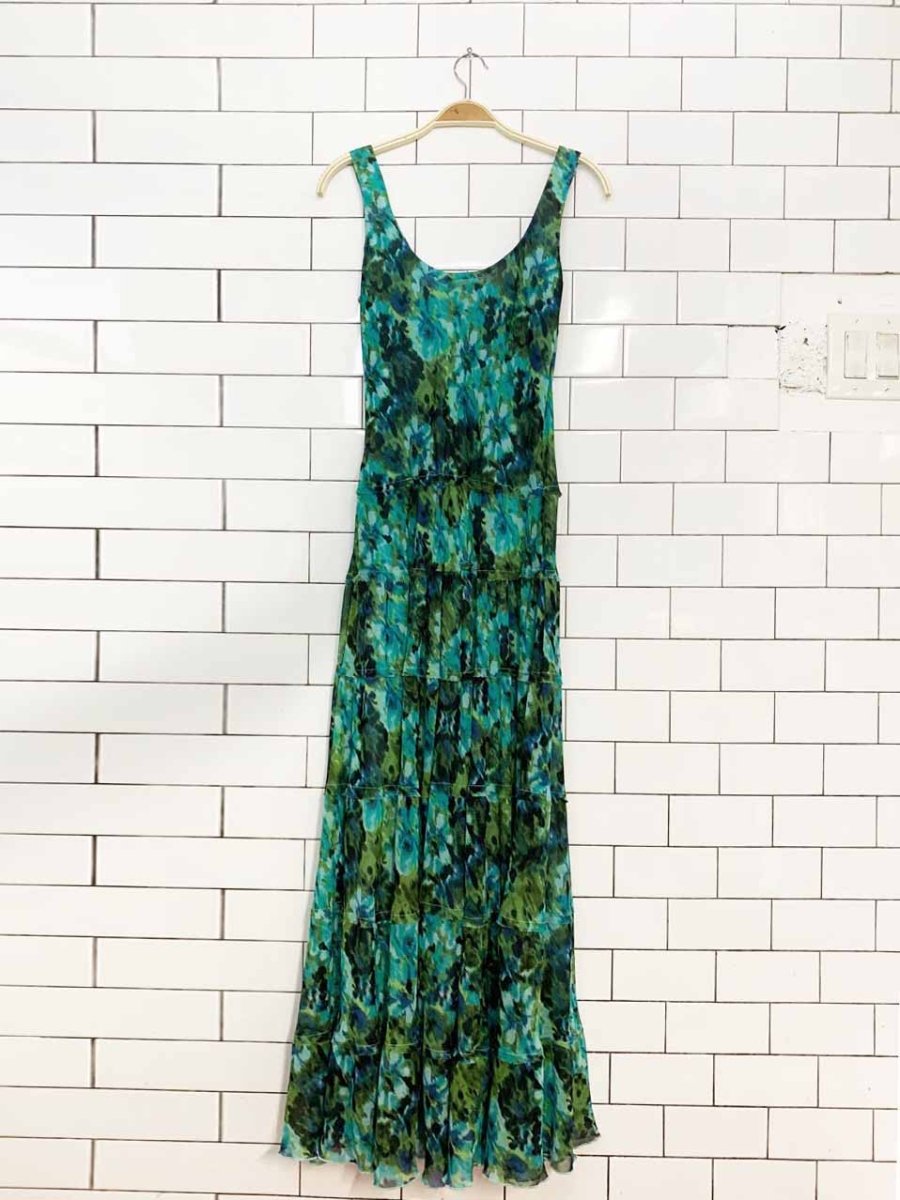 vintage jones new york floral tiered chiffon a-line maxi dress - good market thrift store