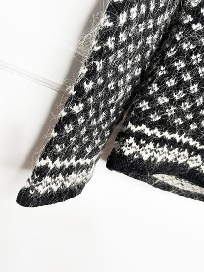 vintage jones new york wool - blend nordic knit full zip chenille cardigan - good market thrift store