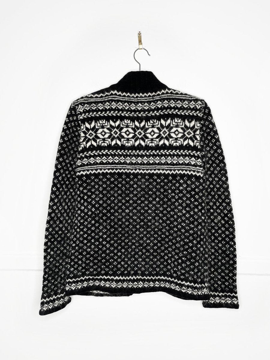 vintage jones new york wool - blend nordic knit full zip chenille cardigan - good market thrift store