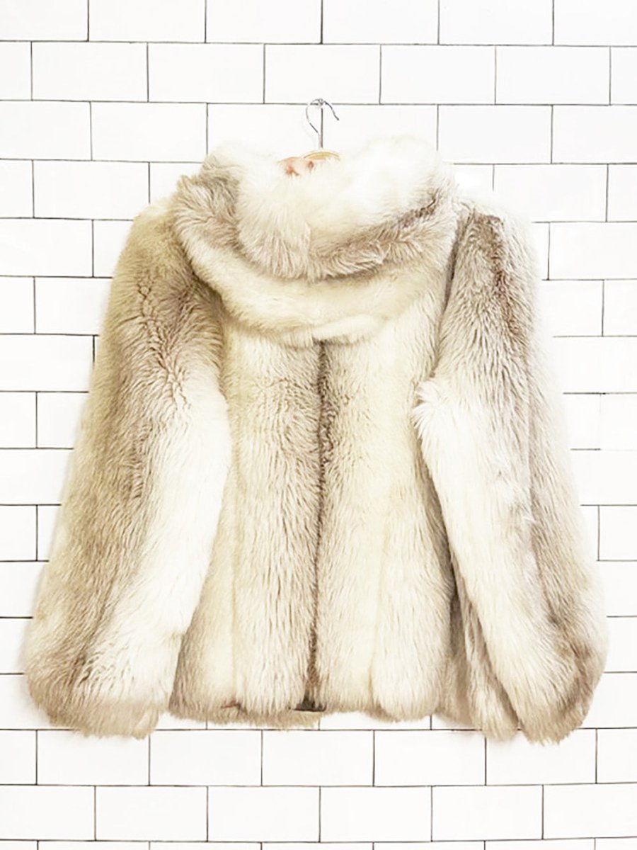 vintage jordache faux sable fox fur full zip hooded jacket | made in USA - good market thrift store