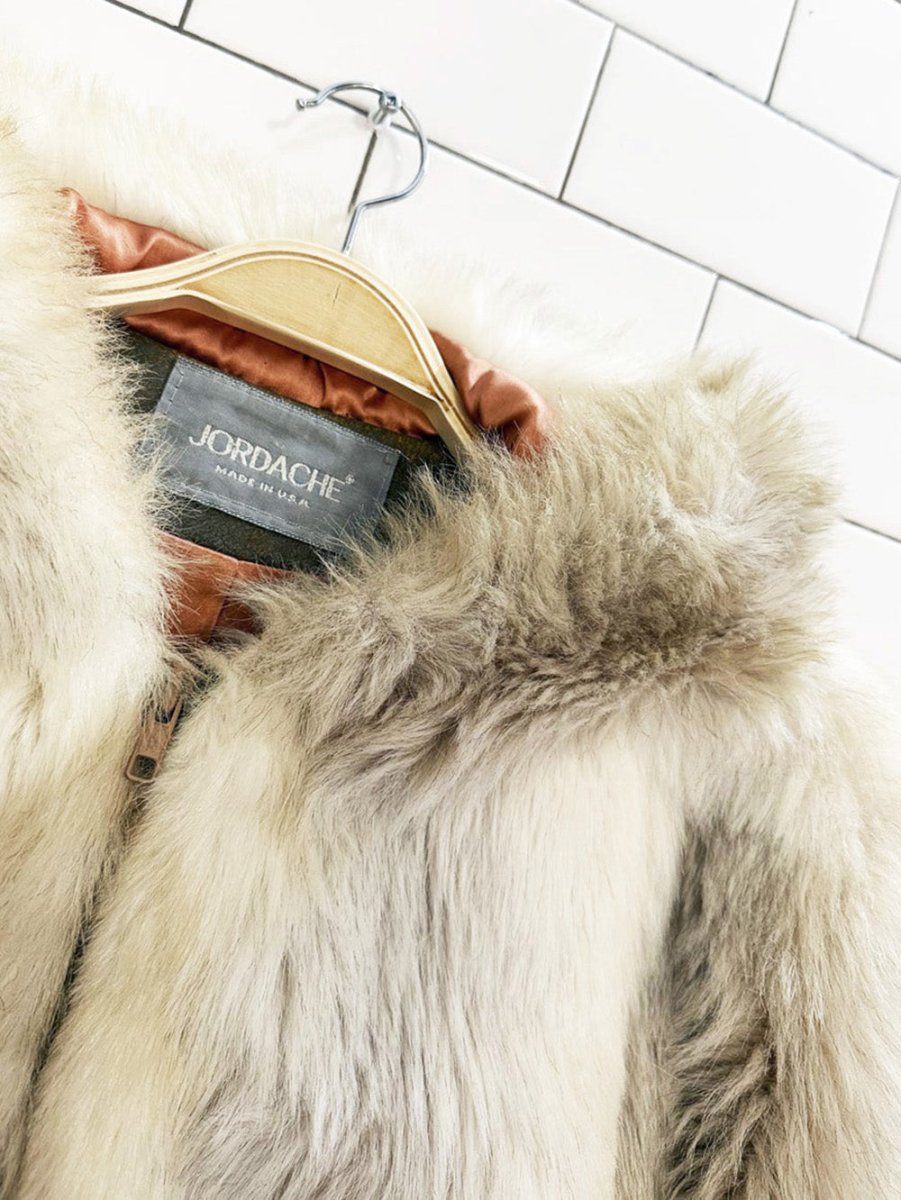 vintage jordache faux sable fox fur full zip hooded jacket | made in USA - good market thrift store