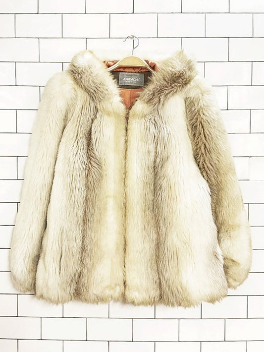 vintage jordache faux sable fox fur full zip hooded jacket | made in USA - good market thrift store